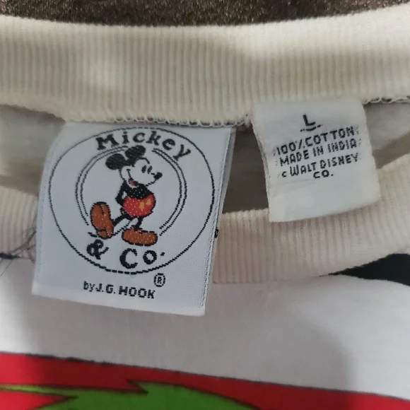 Disney Mickey & Co. Cream and Black T-Shirt Women's L J.G. Hook Original Summer - Picture 2 of 4